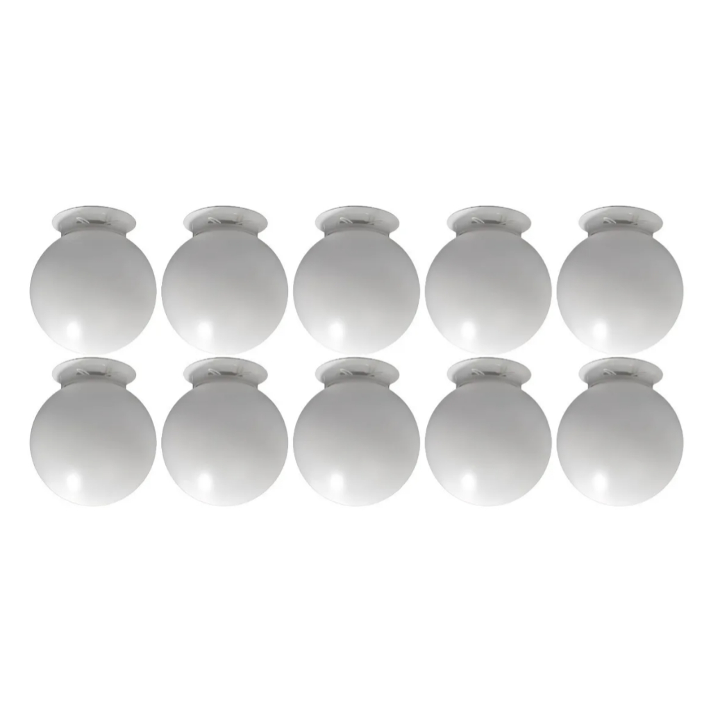 Globo 20cm Com Suporte Para Teto E-27 Para Bulbo A60 - Kit 10 Pcs