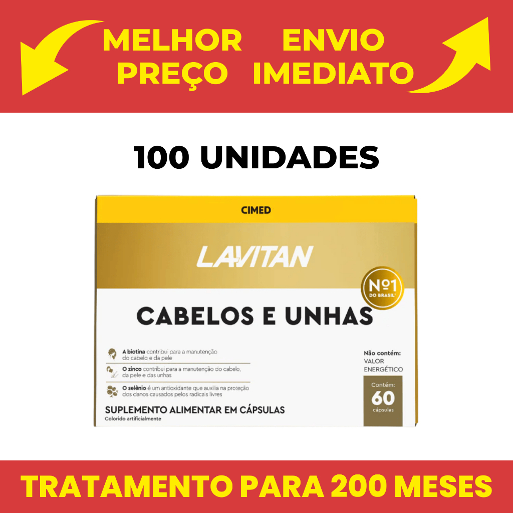 Kit Atacado 100 Lavitan Hair Cabelos e Unhas 60 Cápsulas Suplementos Alimentar Cimed