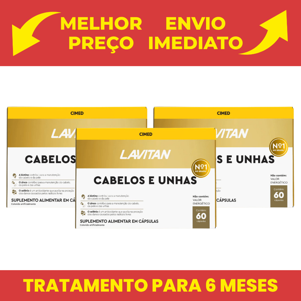 Kit 3x Lavitan Mais Hair Cimed C/60 Cáps Vitamina Força Cabelos E Unhas