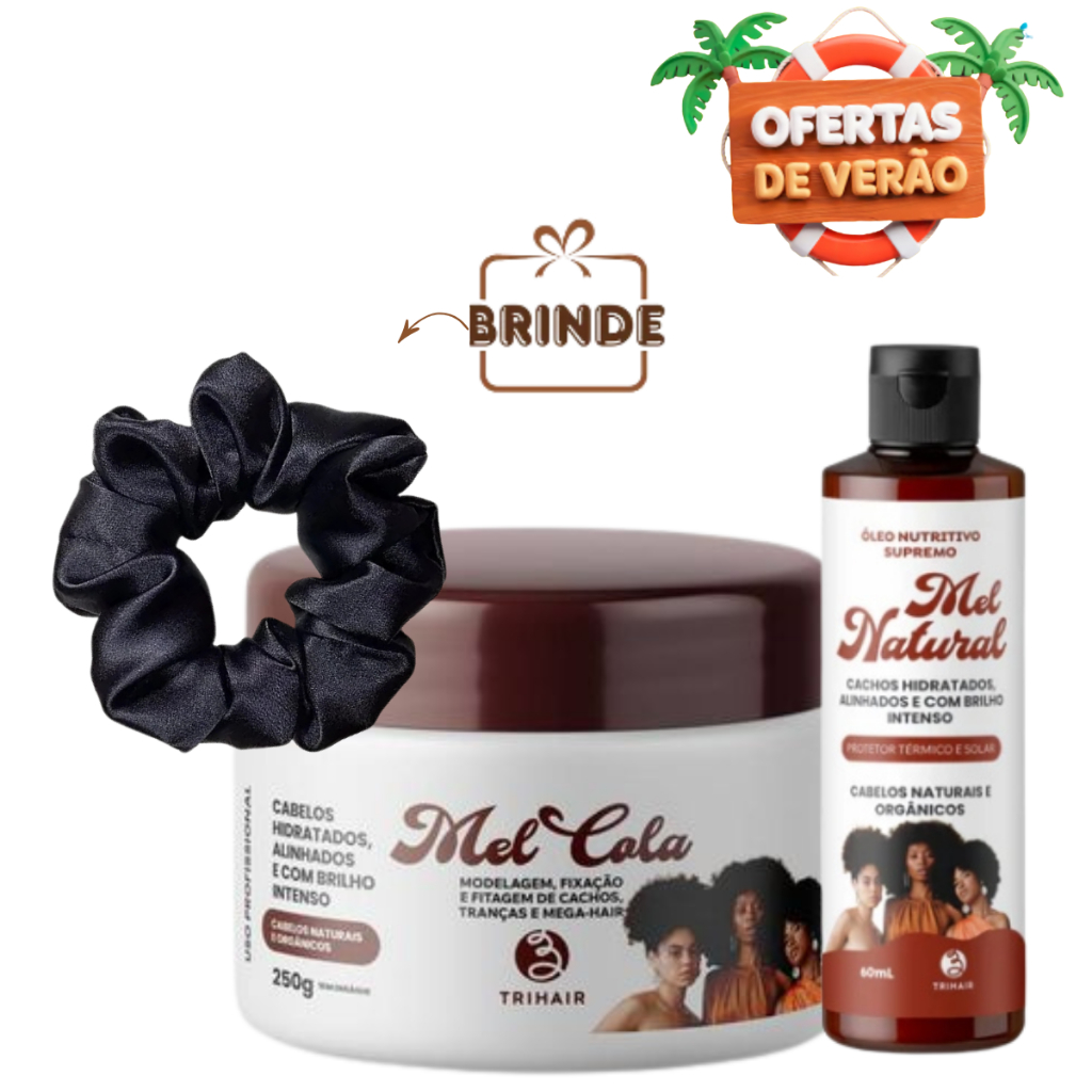Kit Mel Cola 250g + Óleo Nutritivo Mel Natural 60ml Trihair