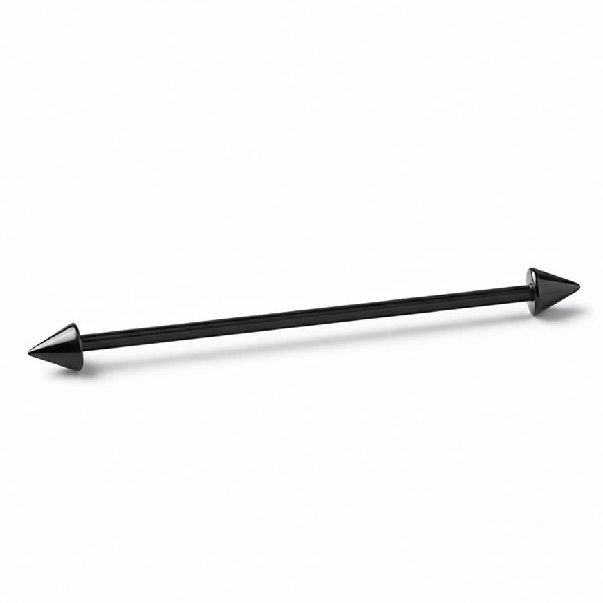 Piercing Transversal Spike Black / Preto PVD Aço Cirúrgico Antialérgico 37mm - 1 Peça