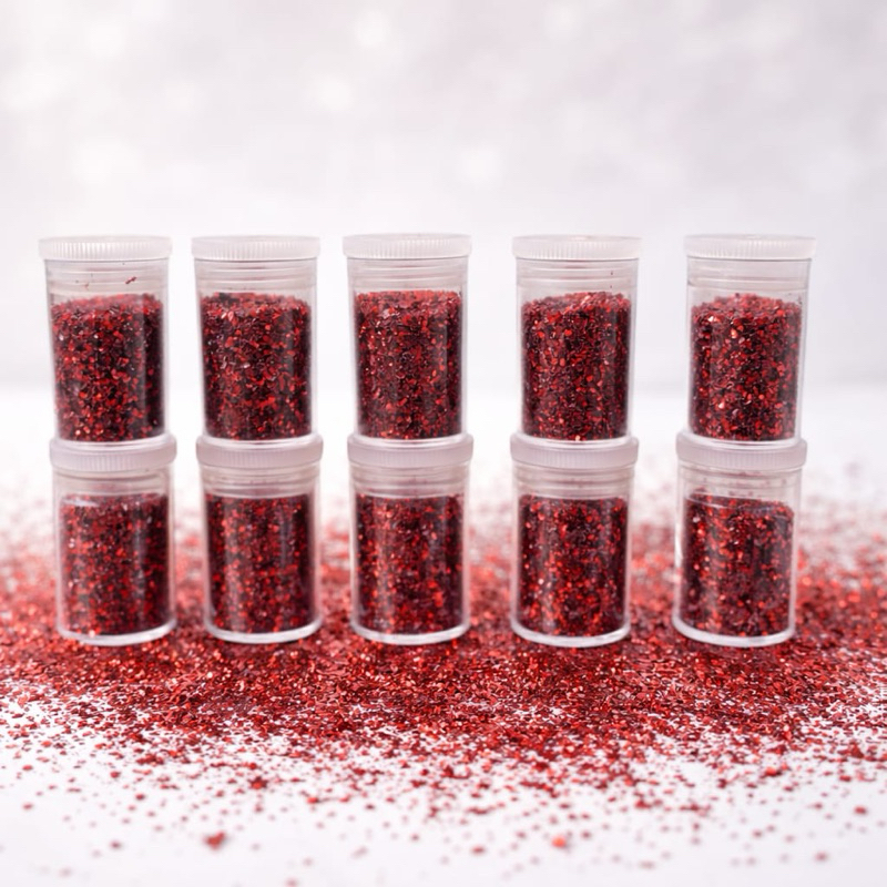 kit 50 Glitter Vermelho Brilho Intenso - Carnaval, Unha, Maquiagem e Nail Art