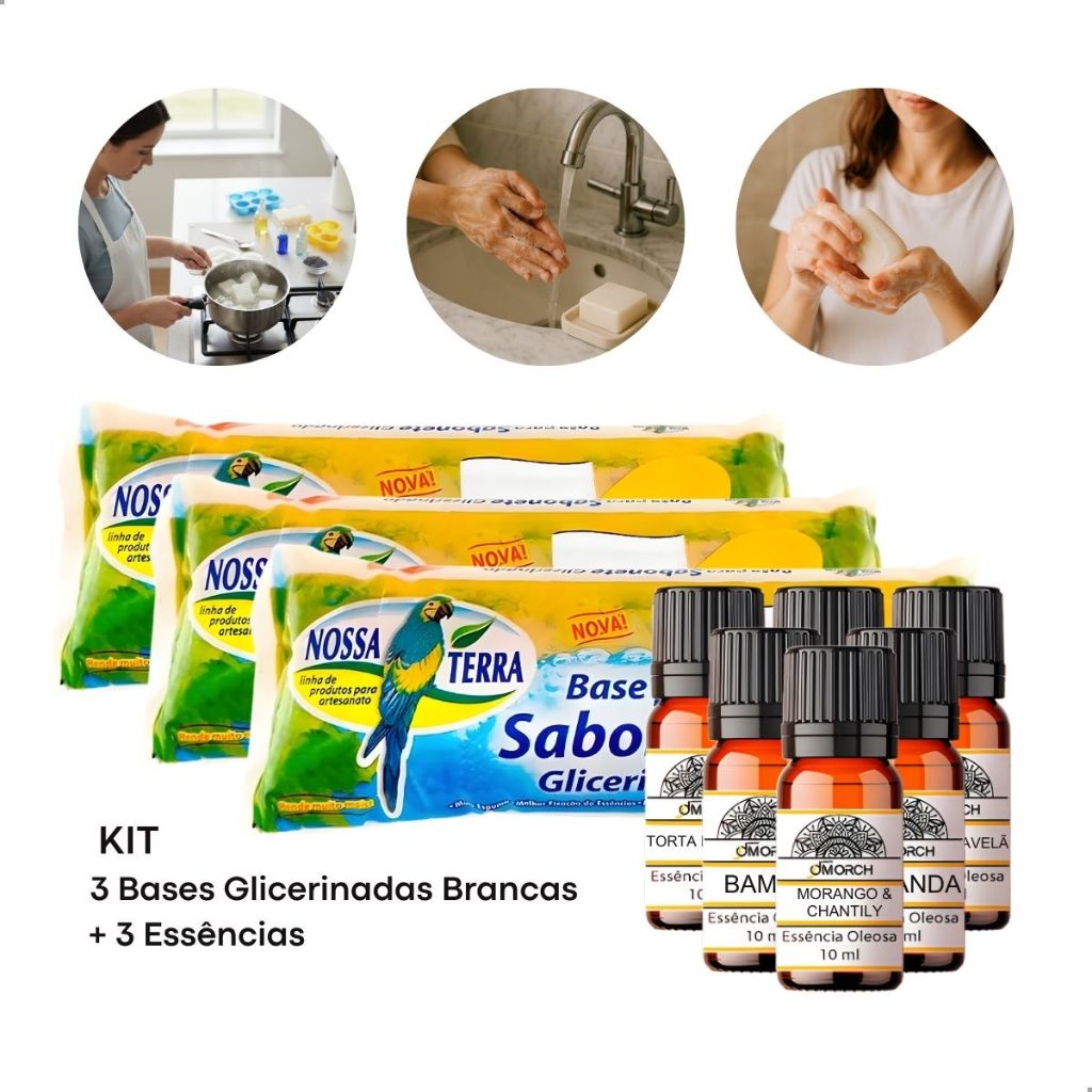 Base Glicerinada 3Kg Para Sabonetes Artesanais E 30ml de Essência Premium em Oferta na Shopee
