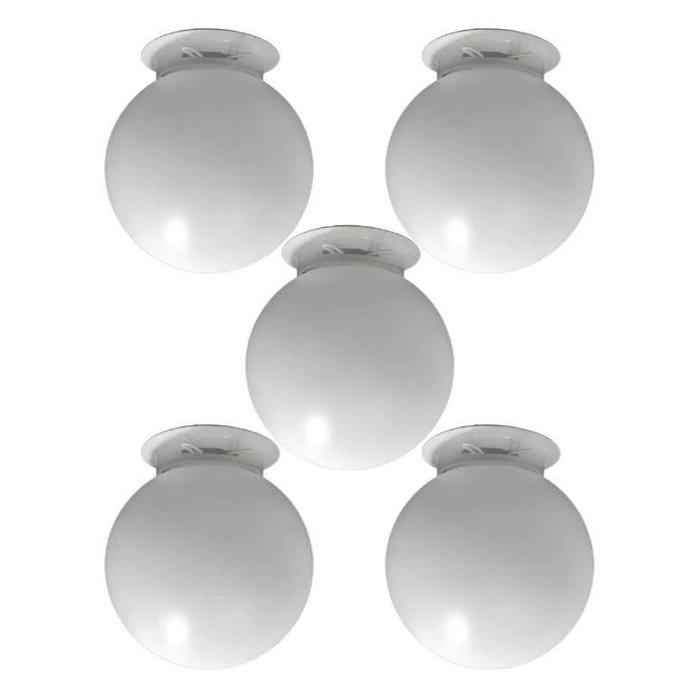Globo 20cm Com Suporte Para Teto E-27 Para Bulbo A60 - Kit 5 Pcs