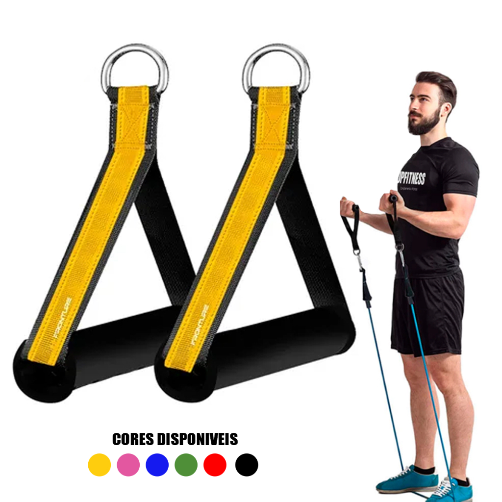 Puxador De Mão Alça Para Cross Over Pilates Remada Academia Nylon Profissional Fitness Exercício em Oferta na Shopee
