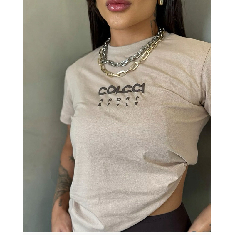 Blusa Feminina T-shirt Estilosa em Alto Relevo Camiseta 100% Algodão Blogueira