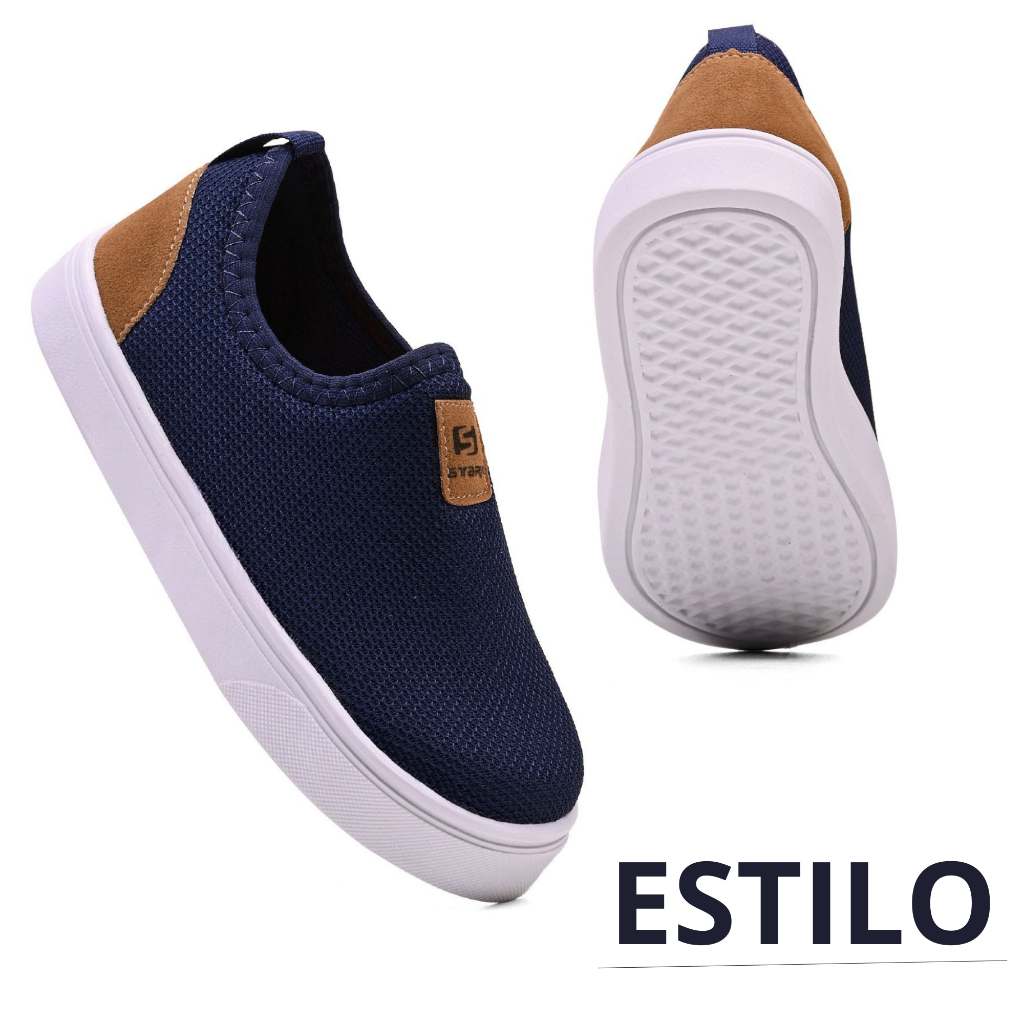 Tênis Infantil Sem Cadarço Menino Juvenil Confortável Macio