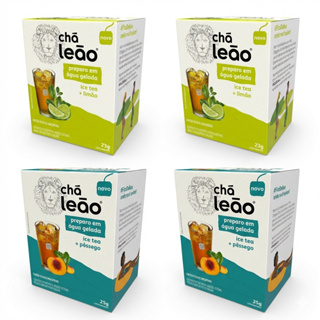 Combo Chá Leão Ice Tea Preparo em Água Gelada – 4 Caixas (40 Sachês) em Oferta na Shopee