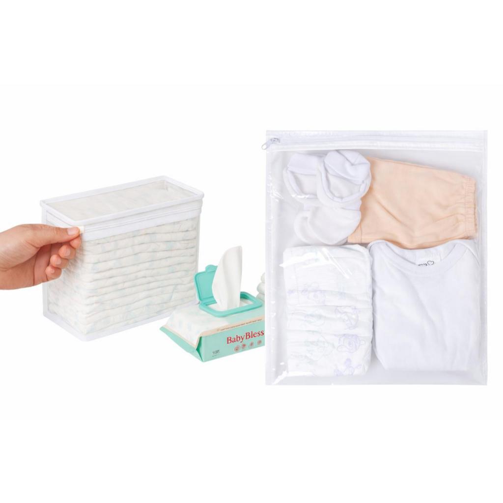 Kit 6 Peças Maternidade – 5 Saquinhos Organizadores + 1 Porta Fralda/Remédio Necessaire