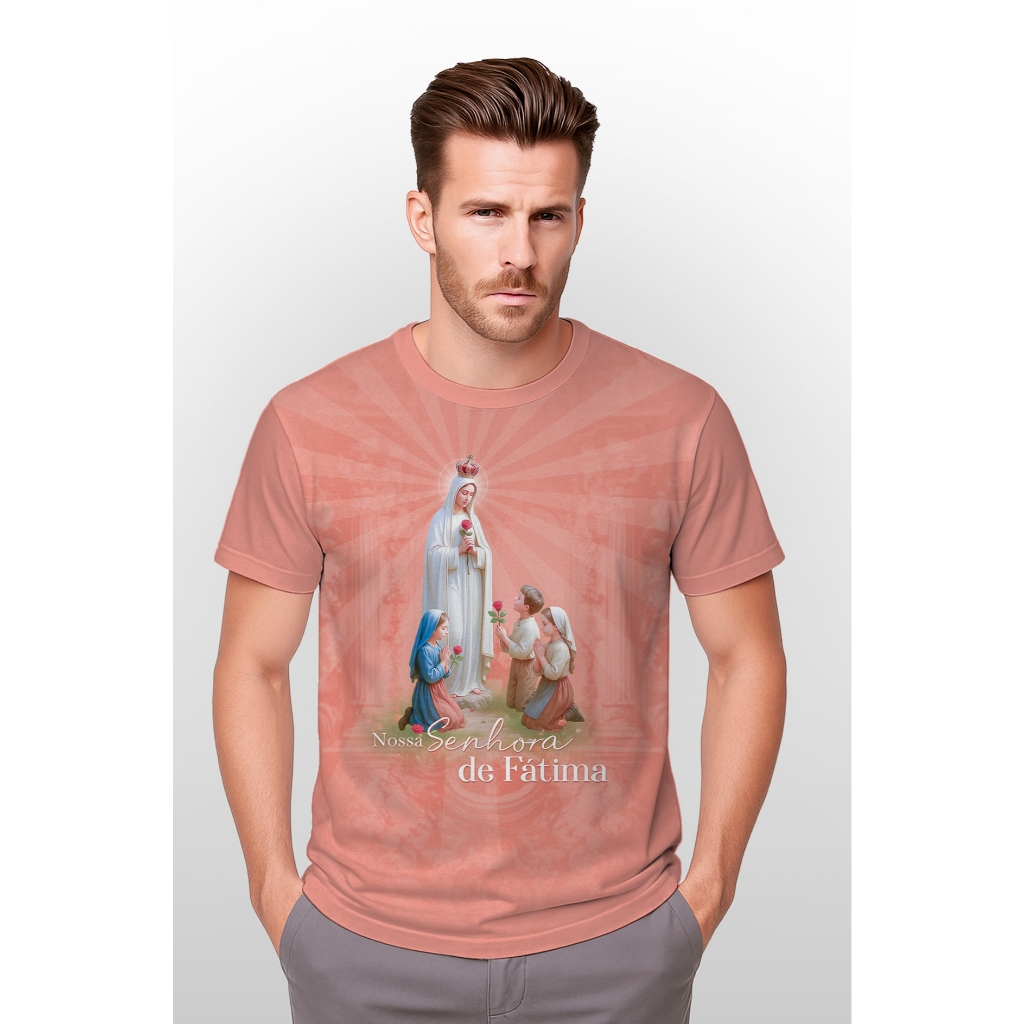 Camiseta Nossa Senhora de Fátima Cristã Unissex Sublimada