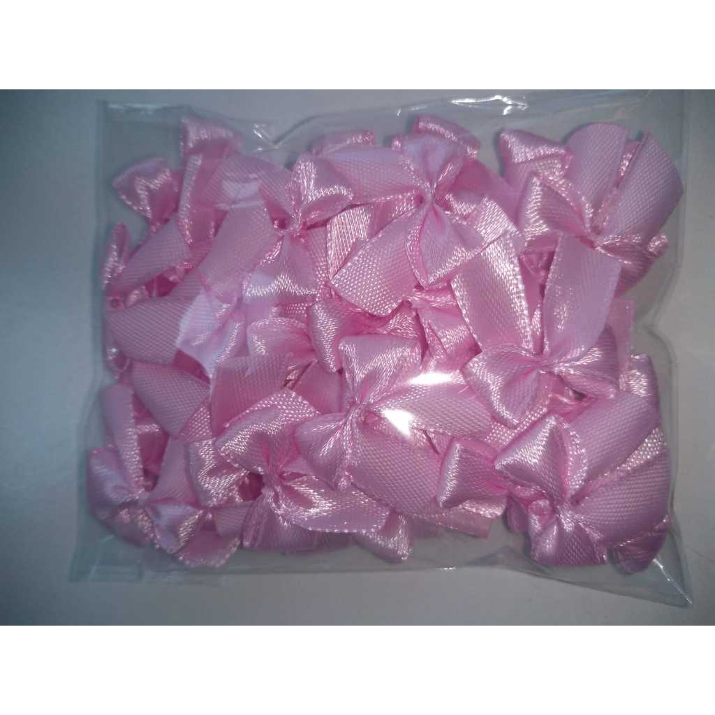 Laço/Lacinho de Cetim N°2 Cor Rosa Bebê 50 Unidades