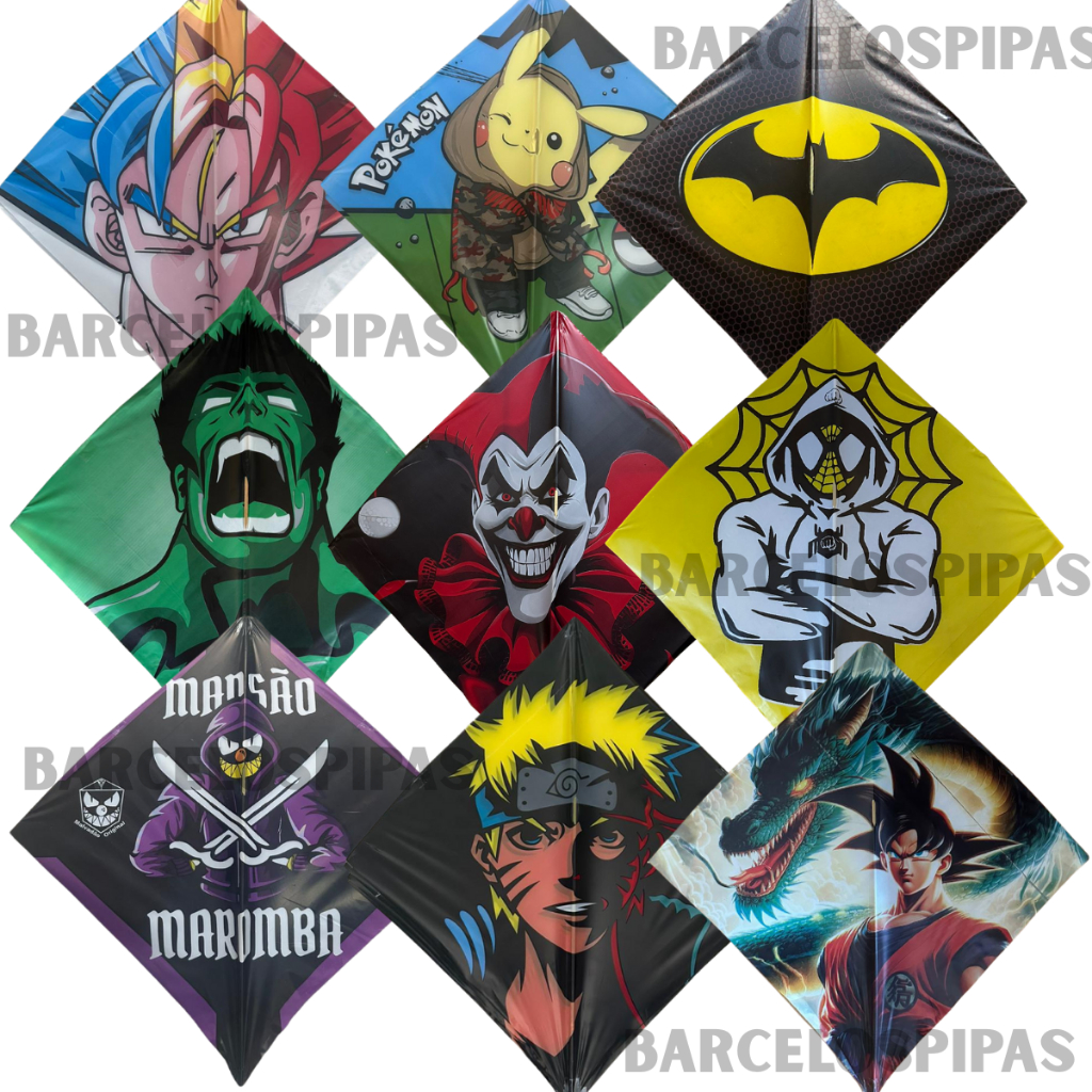 Raia Peixinho Pipa Papagaio Flechinha 35x35 Pacote com 10, 15, 20, 30 Unidades Sortidos