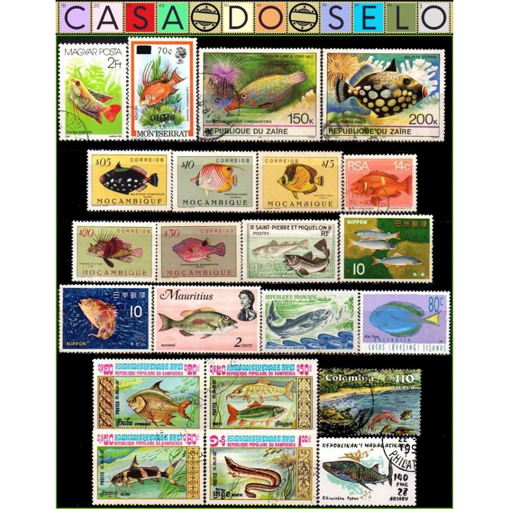 Peixes - Acumulação com 22 selos - N/NNN/C - TM9682