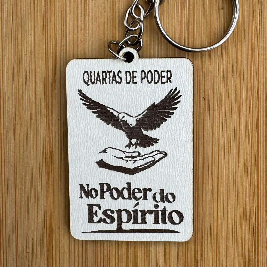 Kit de Chaveiros MDF Quartas Poder Espírito Santo Religioso Personalizado em MDF