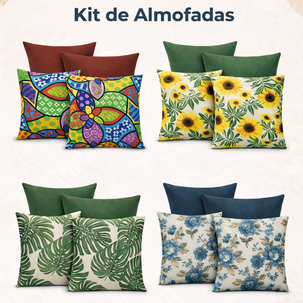 KIT 4 CAPAS PARA ALMOFADAS DECORATIVAS COM ZÍPER 45x45cm em Oferta na Shopee