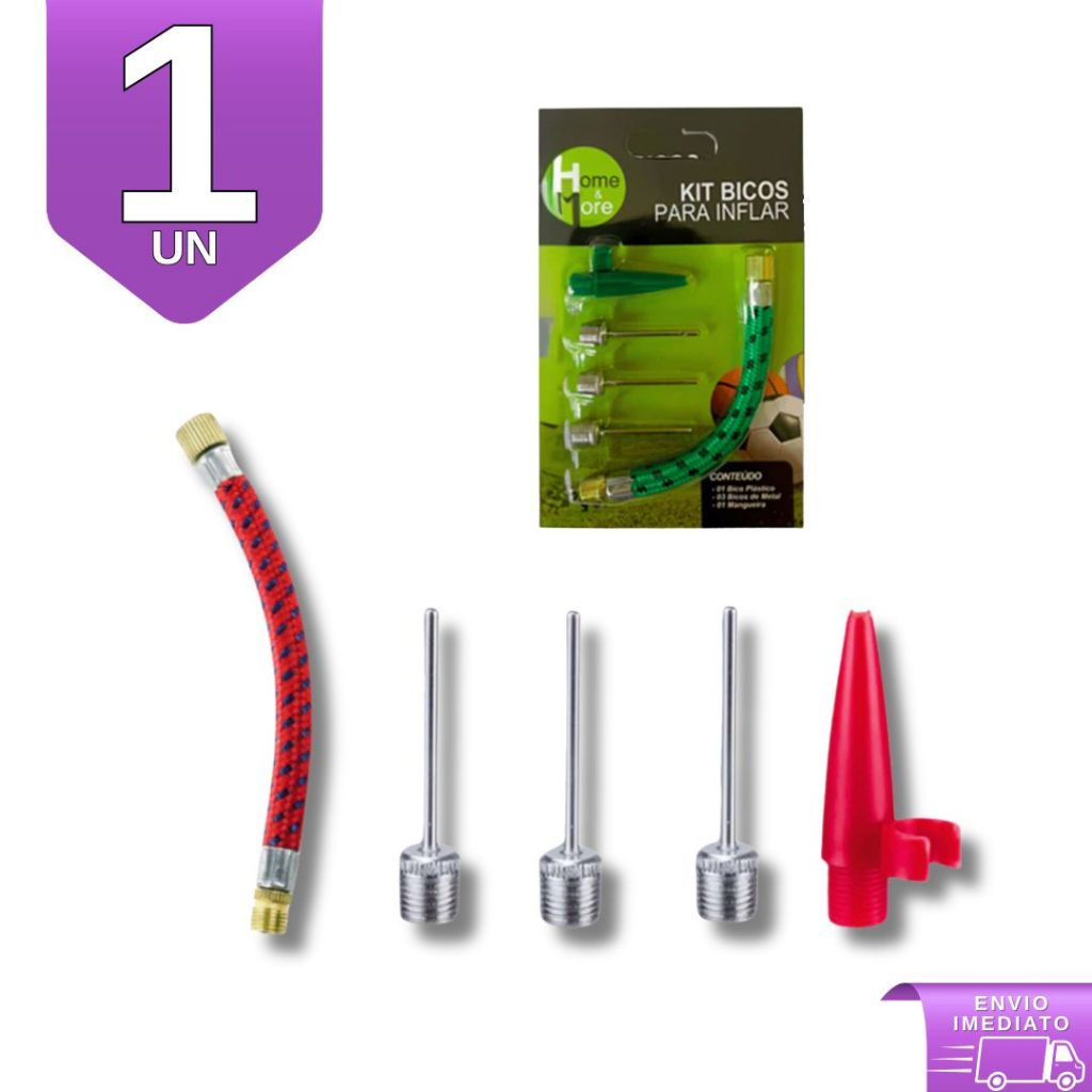 Kit Bico e Agulha Adaptadores para Encher Inflar Bolas, Piscinas e Boias