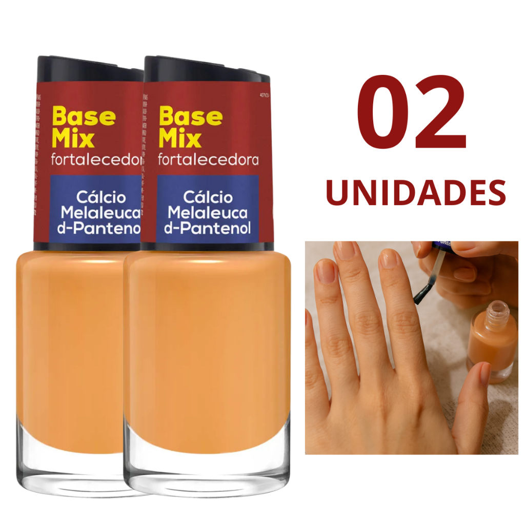Kit 2 Esmaltes Base Fortalecedora MIX Longa Duração Melaleuca Calcio 10mL cada em Oferta na Shopee