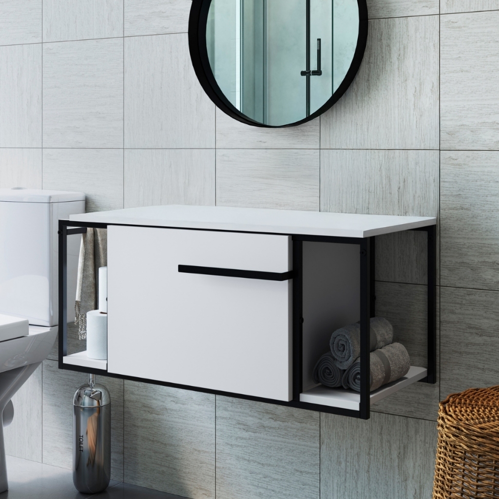 Gabinete para Banheiro Industrial de Metal Suspenso sem Cuba para Lavabo Moderno Resistente em Oferta na Shopee