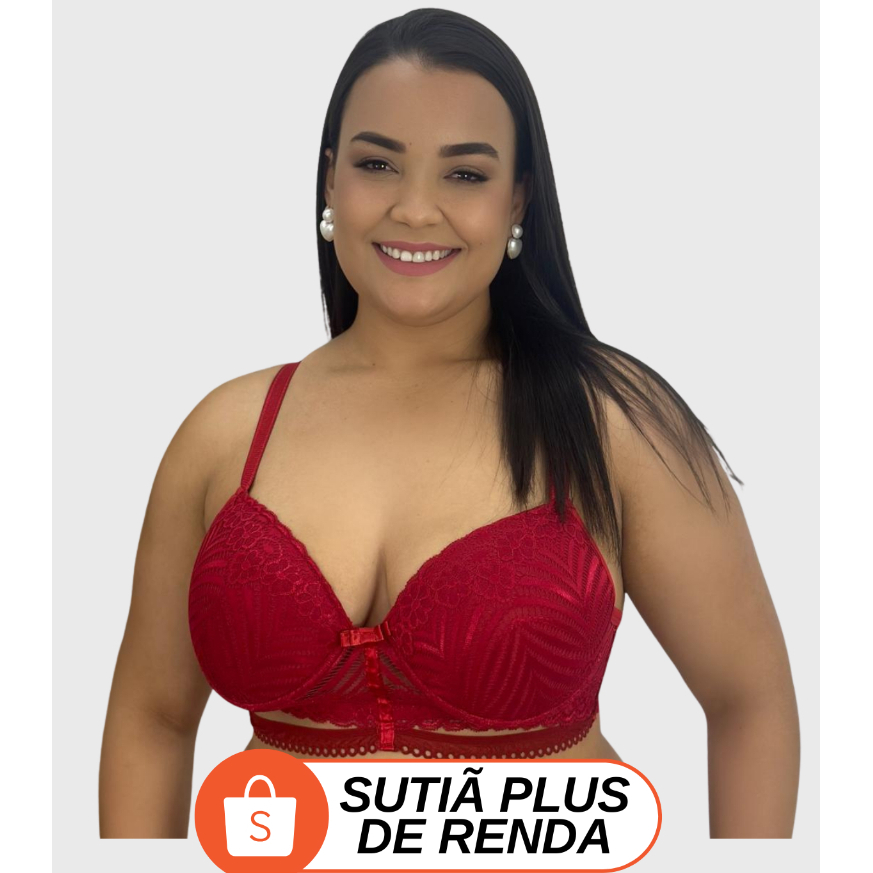 Sutiã Plus Size Renda Feminino Com Bojo Grande Reforçado