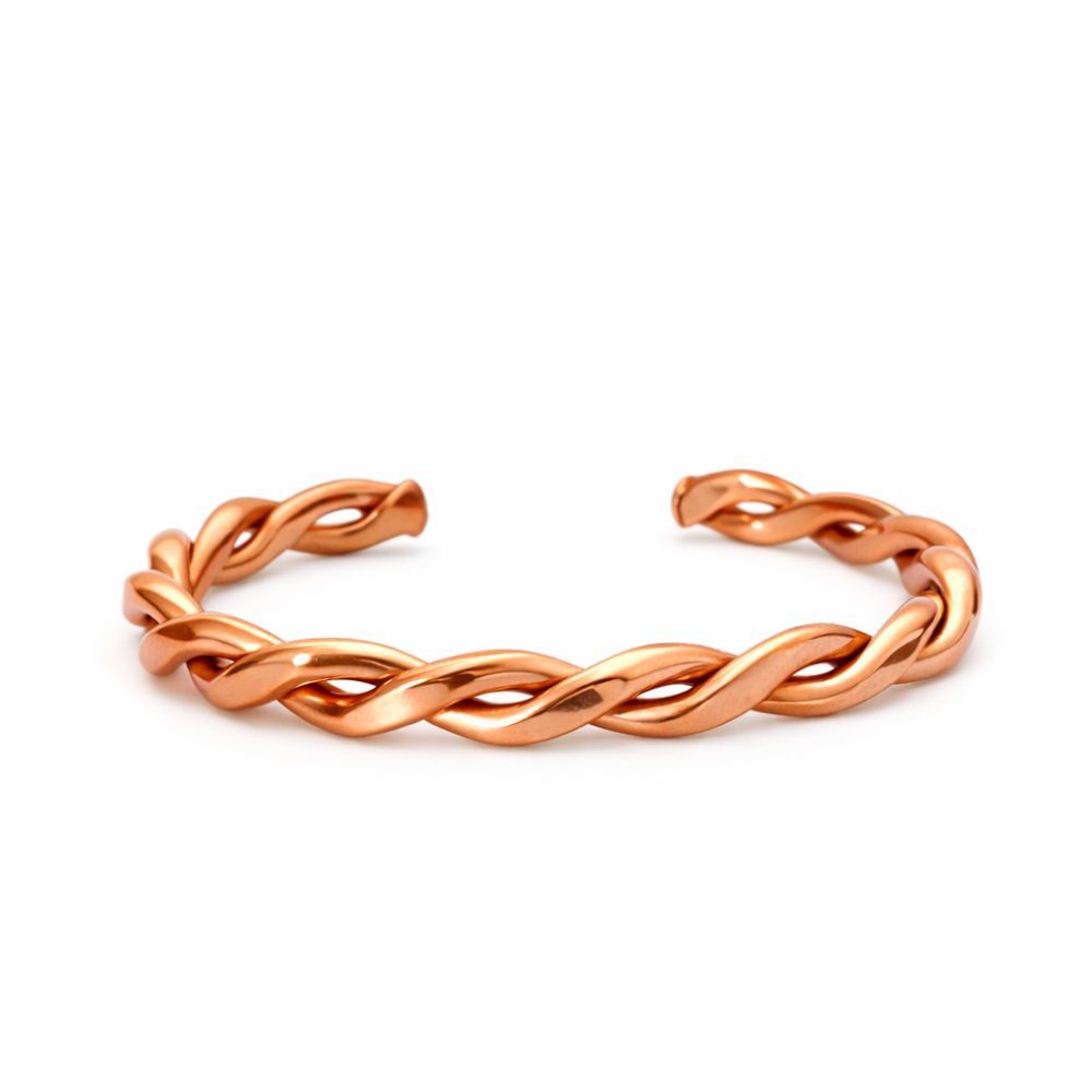 Pulseira Bracelete de Cobre Puro Trançada Ajustável em Oferta na Shopee