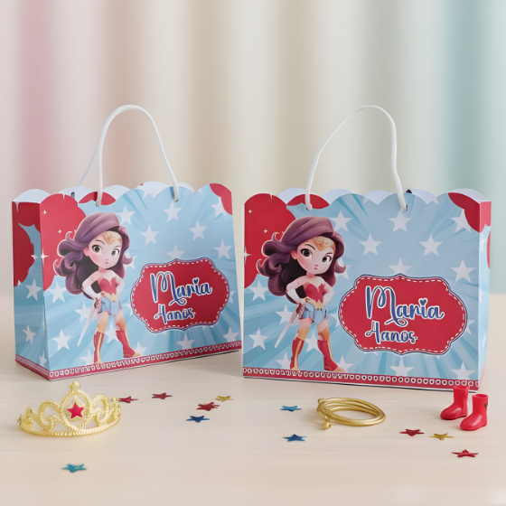 10 Sacolinhas Personalizadas/ Mulher Maravilha baby/ Festa infantil/ Pegue e monte/ Personalizados