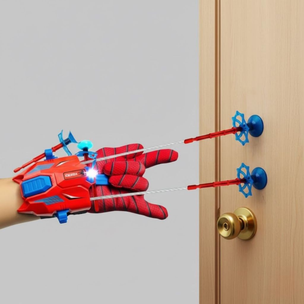 Luva Lançadora de Teia Homem Aranha Brinquedo Infantil Dardos com Ventosa Herói Spider Man