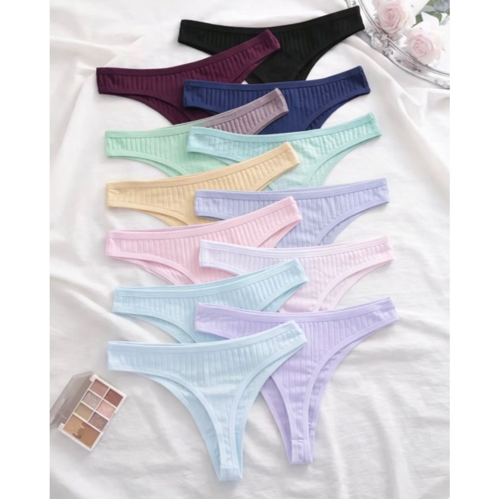 Kit 10 Calcinhas Fio Dental Canelada em Suede forro de Algodão