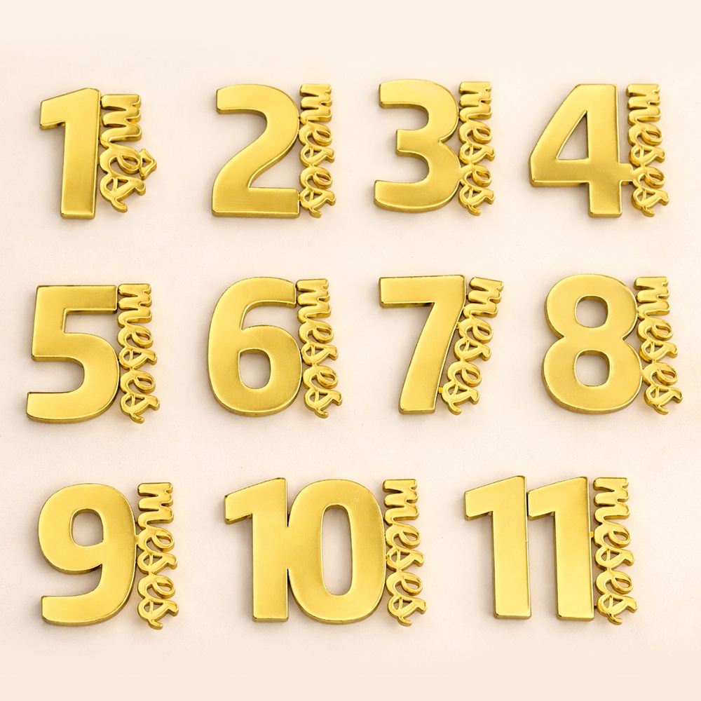 Kit 11 Números Mêsversário em Acrílico Espelhado (1 a 11) Dourado Rose Gold Prata 4cm em Oferta na Shopee