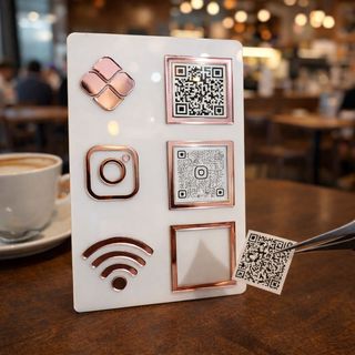 PLAQUINHAS para PIX em ACRÍLICO - 3 QRCODES - Pix, Instagram e WIFI - OFERTA!