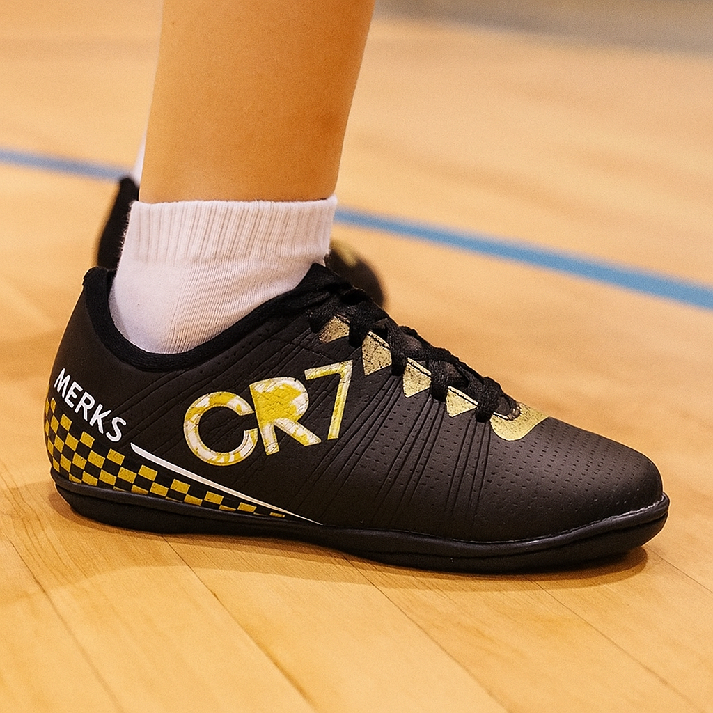 Chuteira Futsal Infantil  Quadra Salao Tênis Futebol Cr7 Copa Macia Resistente Confortável