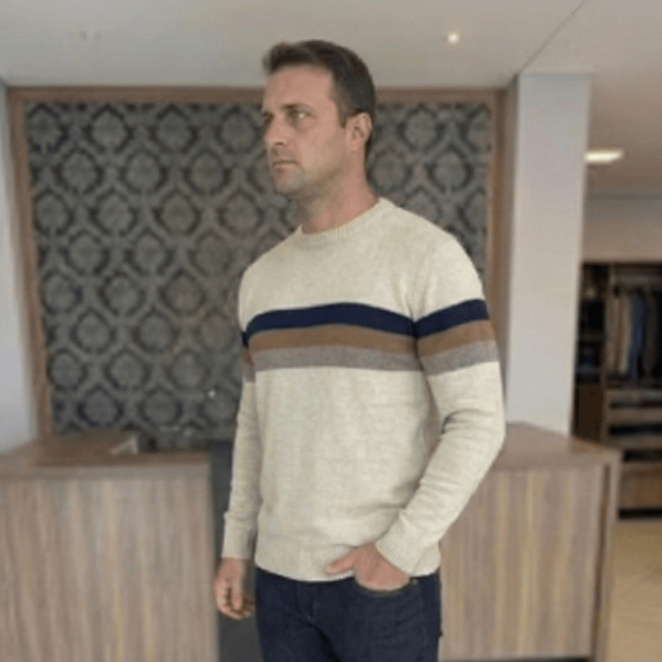 Suéter Blusa Tricot Listras Delux Masculino Manga Longa Luxo Inverno em Oferta na Shopee