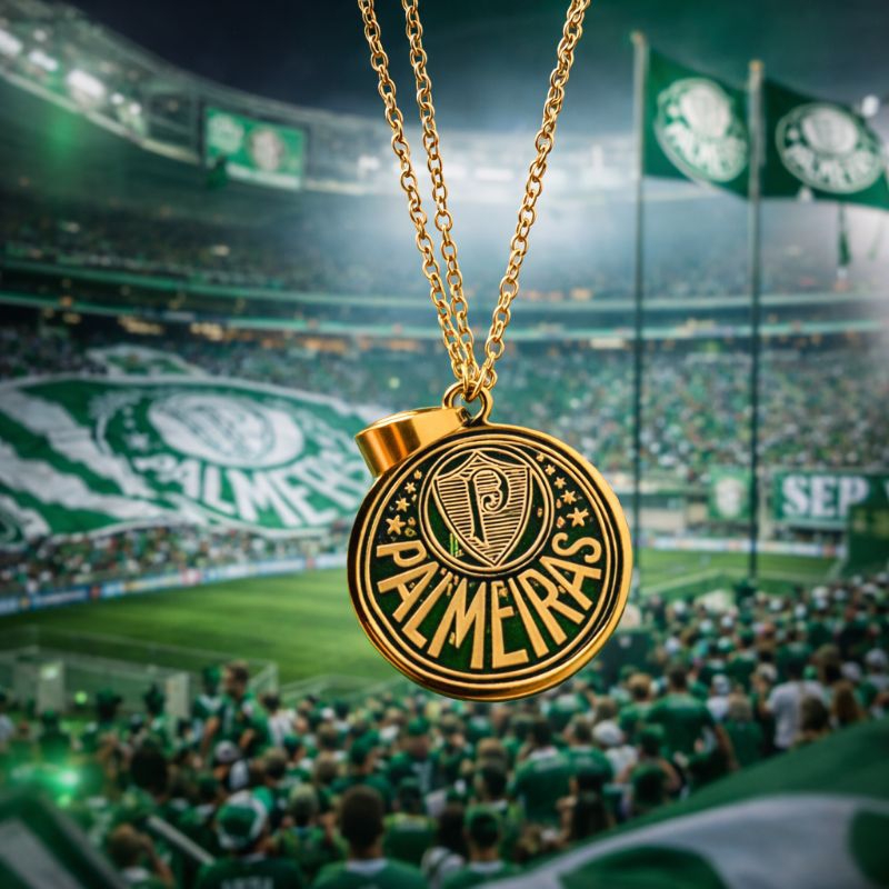 Colar Palmeiras Aço Inox 316L Masculino Feminino Pingente Escudo Time Futebol Presente Torcedor em Oferta na Shopee