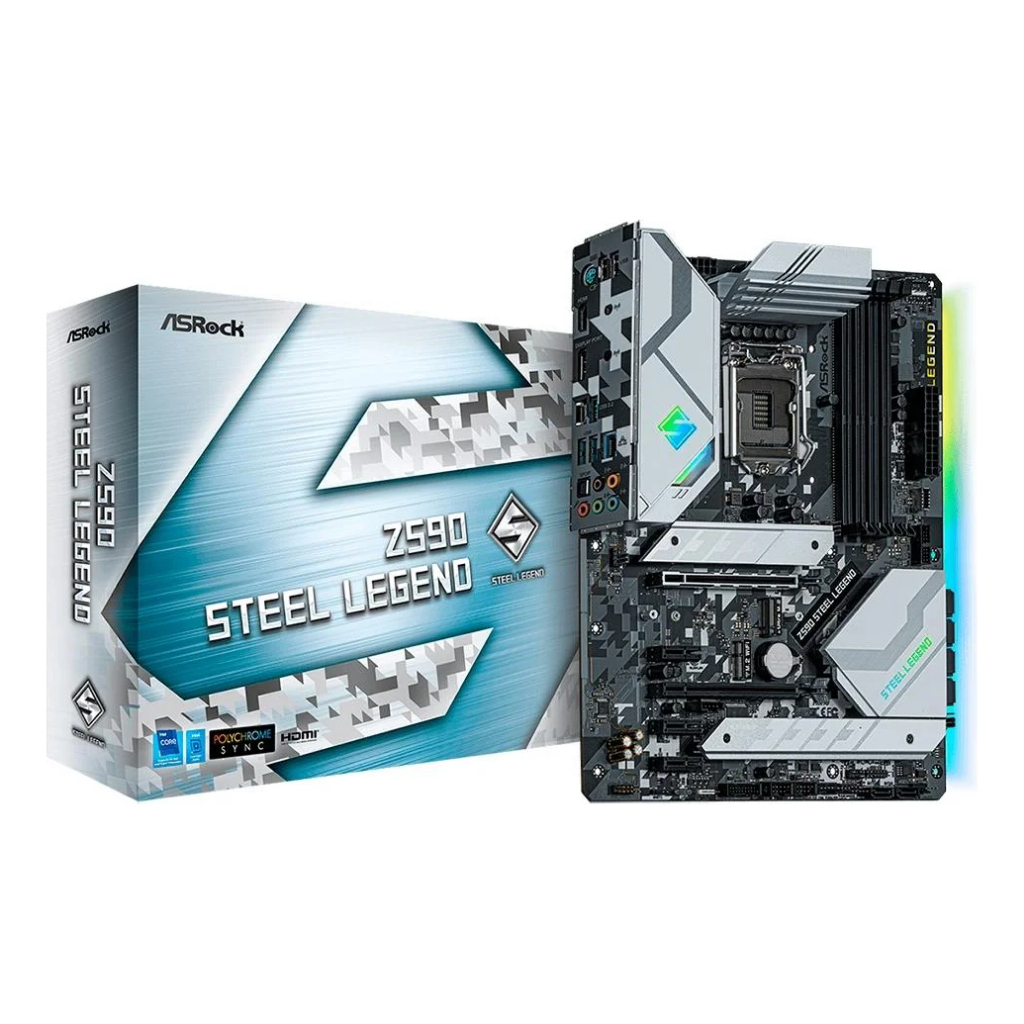Placa Mae Asrock Z590 Steel Legend, Ddr4, Socket Lga1200 Atx Prata