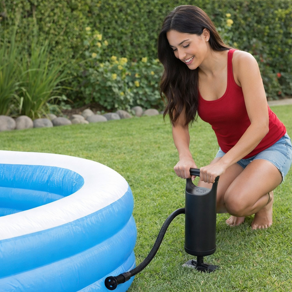 Bomba de Ar Manual Portátil Infláveis Colchões Boias Piscinas Bolas  Base Pedal Pegador Anatômico