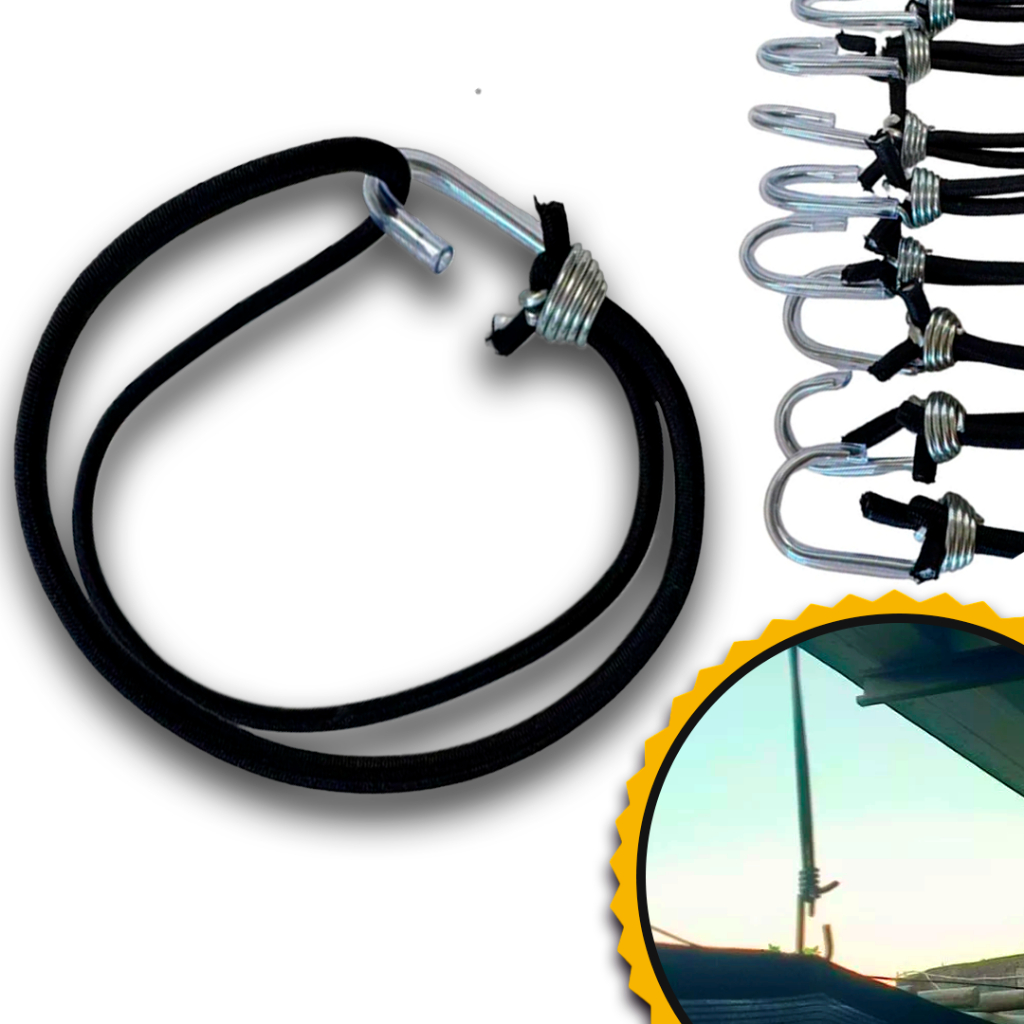 Kit Elástico Lona 10/20/30/40/50 uni Caminhão Extesnor 35cm com Gancho