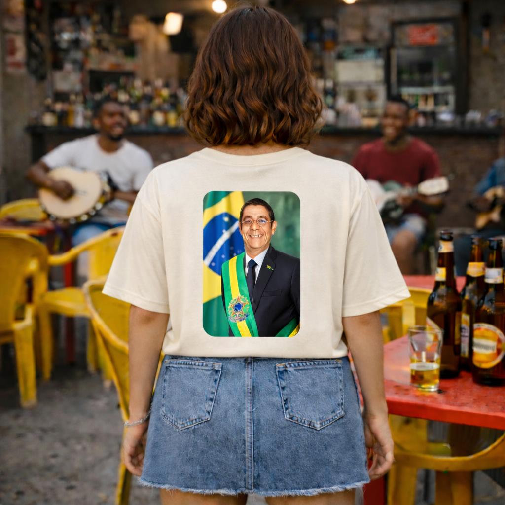 Tshirt Seleção Brasileira Pagode Offwhite Oversized Larga Bandeira Presidente