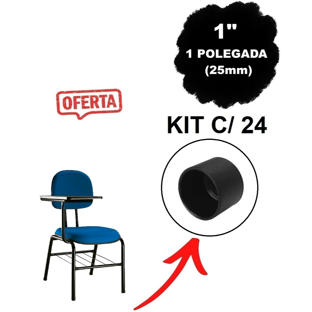 Kit Ponteira 1 Polegada 25mm Externa Cadeira 1" Preta Pezinho Tampa Para Tubo Pe Kits Até 48 Un em Oferta na Shopee