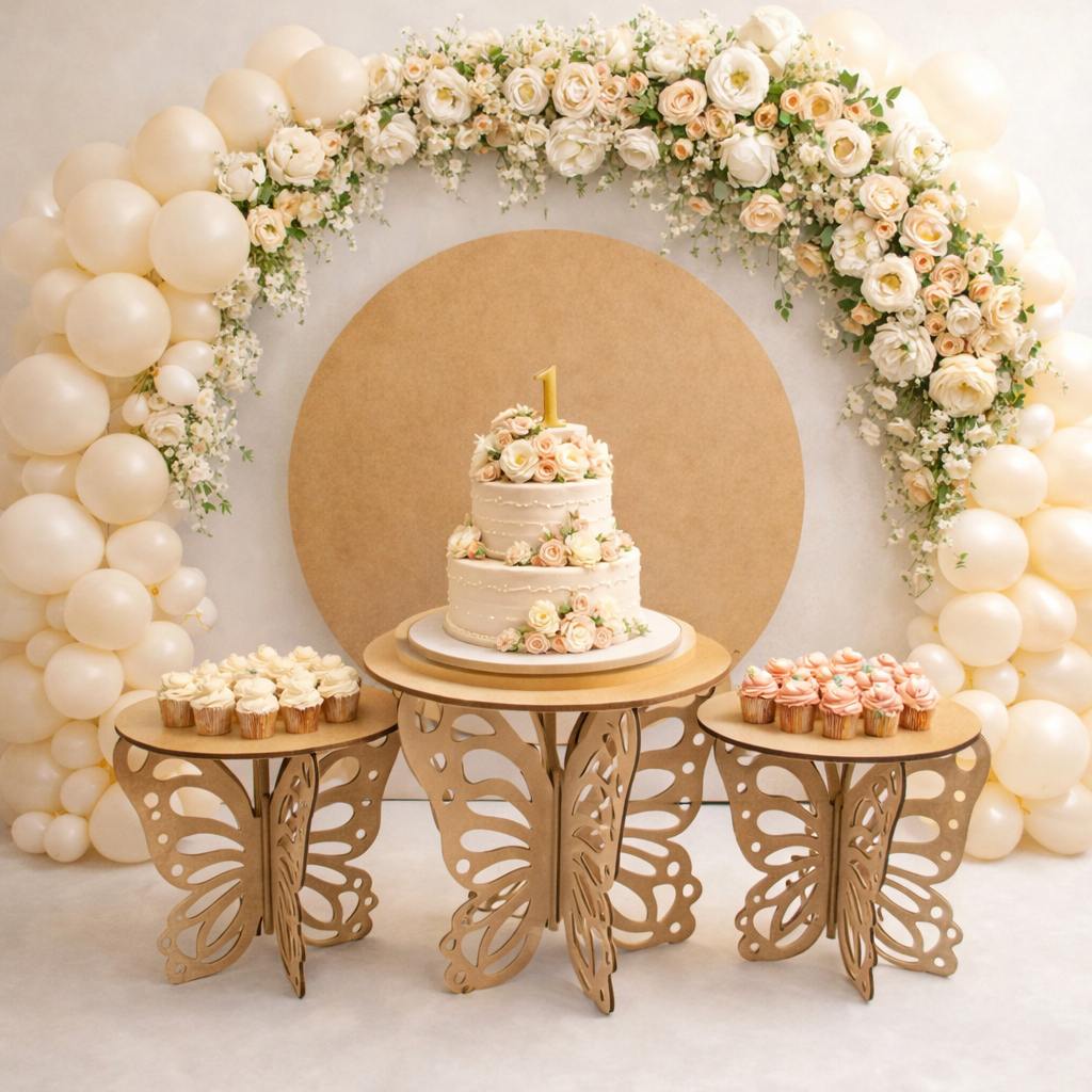 Trio de Boleiras Borboletas MDF Decoração de Festa Provençal Jardim Encantado Bolo 3 PÇ em Oferta na Shopee