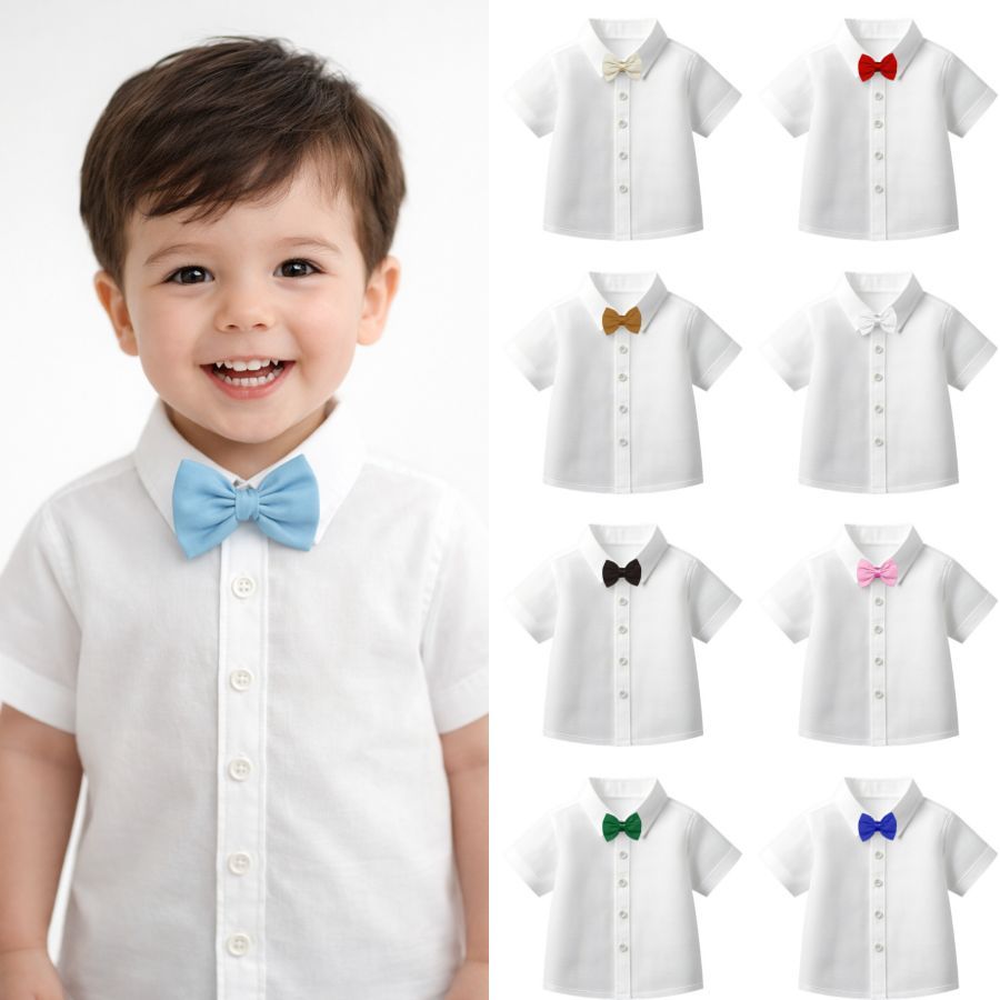 Camisa Branca Manga Curta Batizado Casamento Formatura Pagem com Gravata