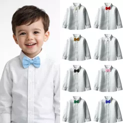 Camisa Social Branca Manga Longa Gravata Casamento Batizado Pagem Formatura com Gravata