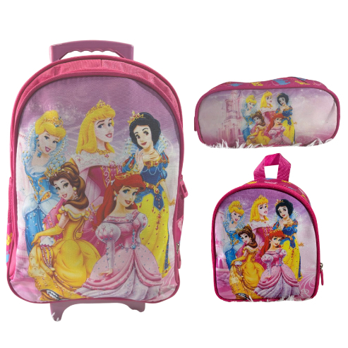 Kit Mochila Escolar Com Rodinha, Estojo, Lancheira térmica As princesas em Oferta na Shopee