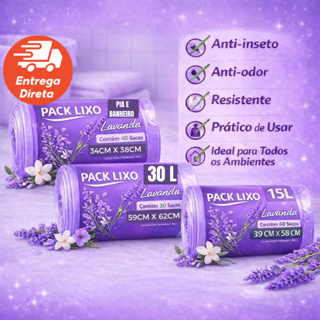 Saco de Lixo Cheiroso Lavanda  Perfumado Pia Banheiro 10L/15L /30L  Resistente Anti Inseto Anti Odor em Oferta na Shopee