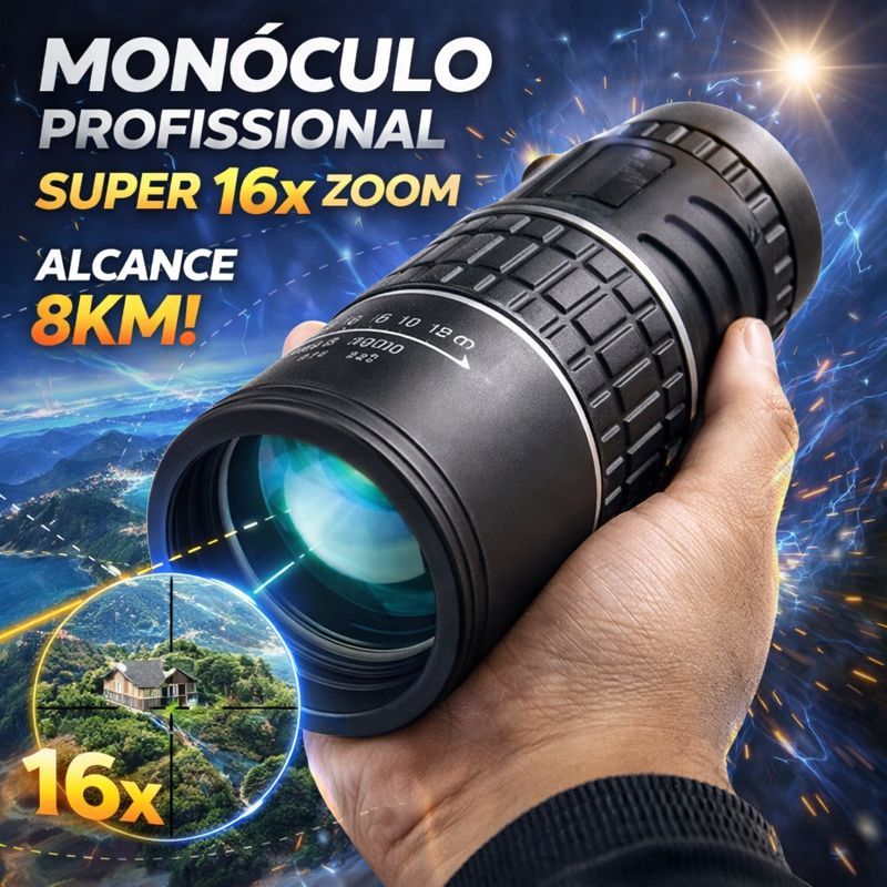 Imagem Monóculo Tático Profissional 16x Zoom – Alcance de até 8km em Alta Definição