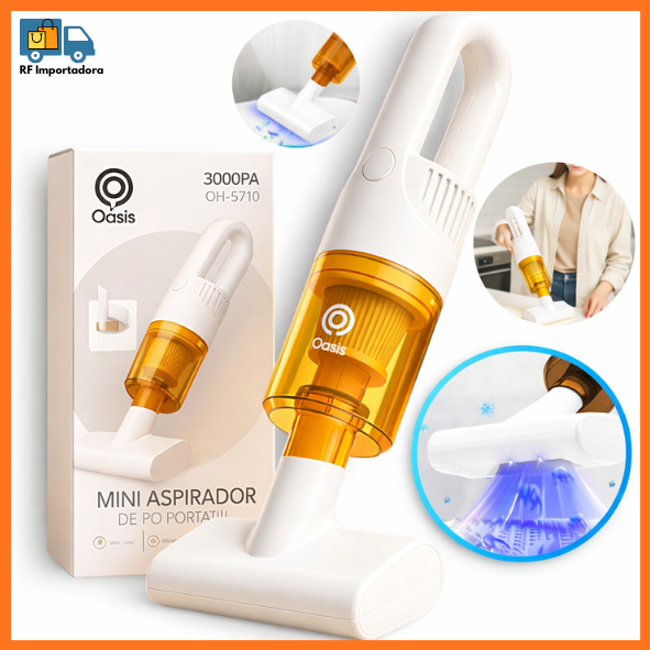 Mini Aspirador De Pó 3 em 1 Luz UV Recarregável Portátil Com Alta Sucção Para Sofá, Cama 3000PA