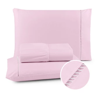Lencol Queen/Casal/King/Solteiro Jogo De Cama Casal 400 Fios Micropercal com Ponto Palito