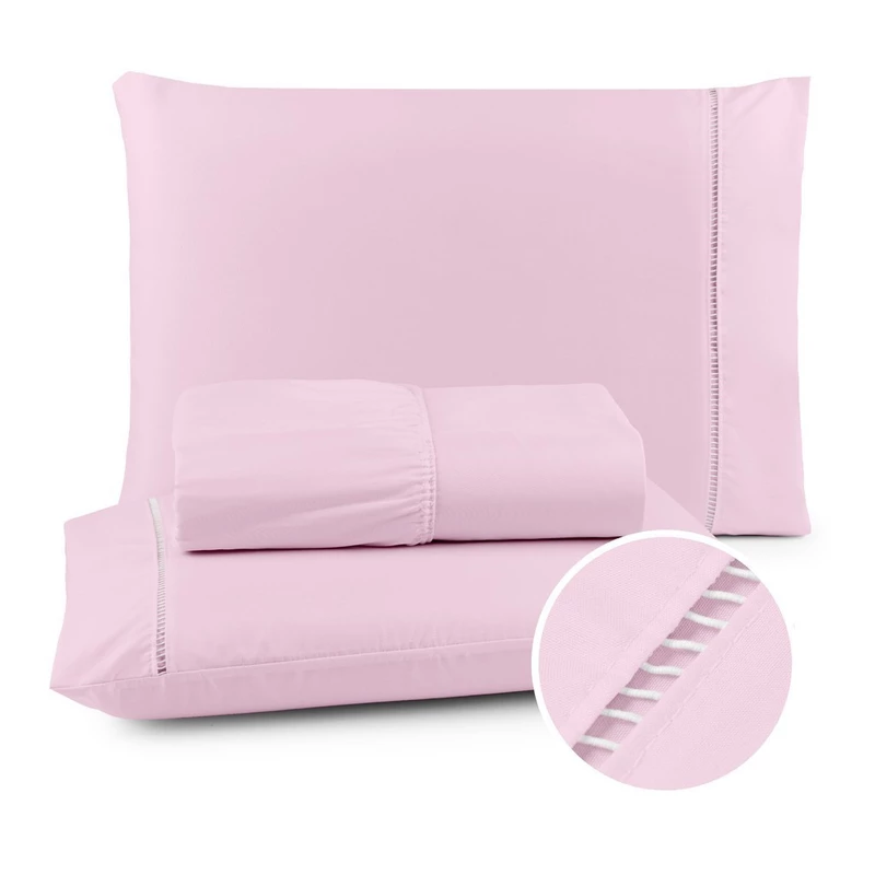 Jogo de Cama Casal 400 Fios Micropercal com Ponto Palito