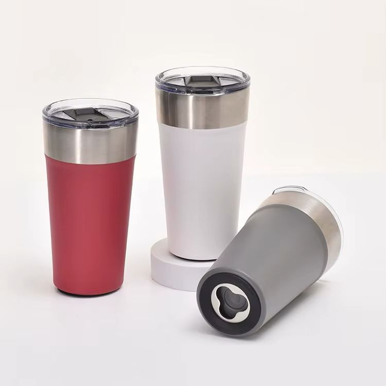 Copo abridor de garrafa Térmico Com Tampa Acrílica e Canudo 550ml