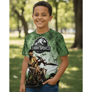 Camisa Infantil ou Adulta Dinossauros Parque Musgo em Oferta na Shopee