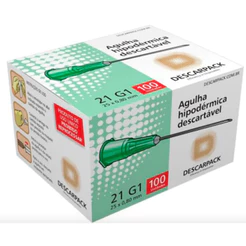 Agulha Hipodérmica Descartável 25x0,80 Verde Descarpack 100 Unidad