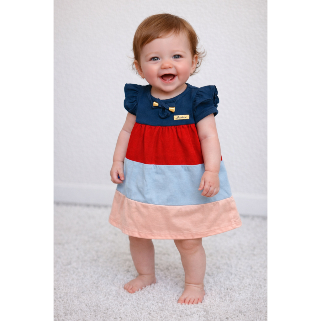 Kit 2 Vestidos 3 Marias Bebê Menina infantil Três Cores Manga Curta Estilo Verão 3 á 6 Meses